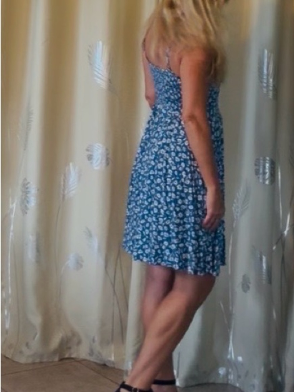Old Navy Blue Floral Slip Dress with White Daisy Print - Picture 4 of 11